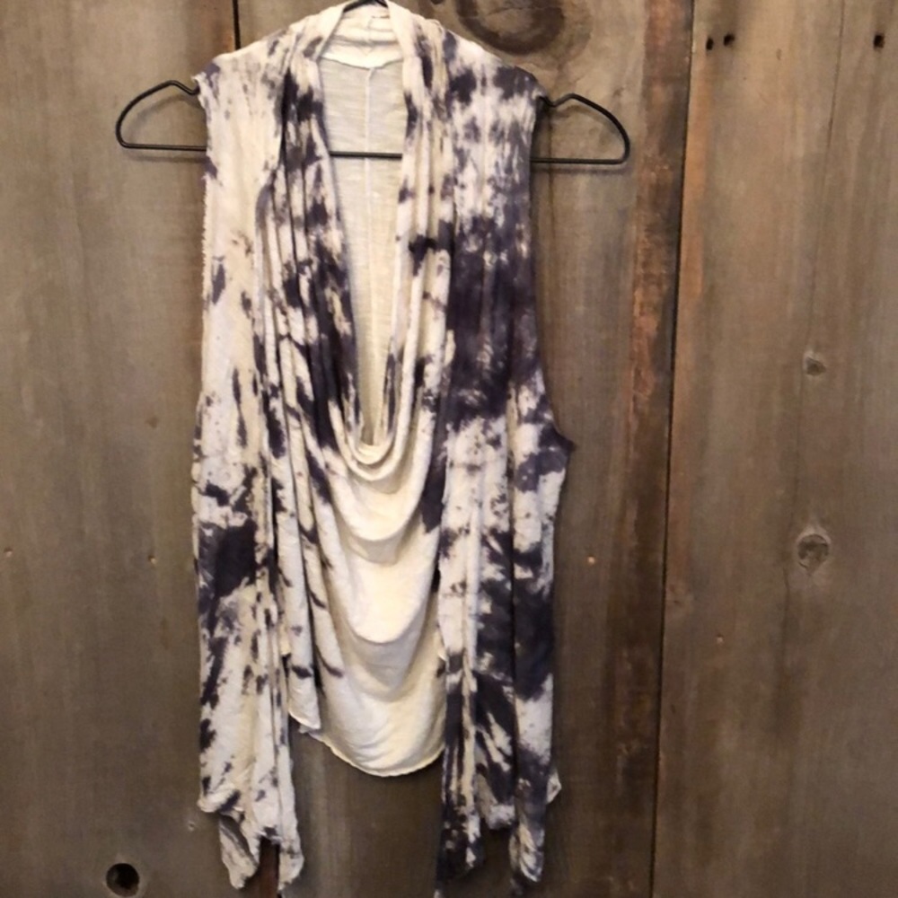 NWOT Blue Life Tie Dye Cowl Neck Vest Tank Size XS